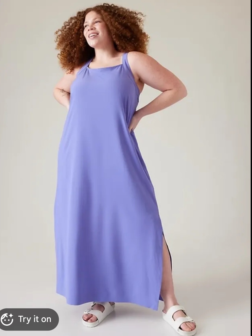 Athleta Lavender A-Line Maxi Dress with Side Slit